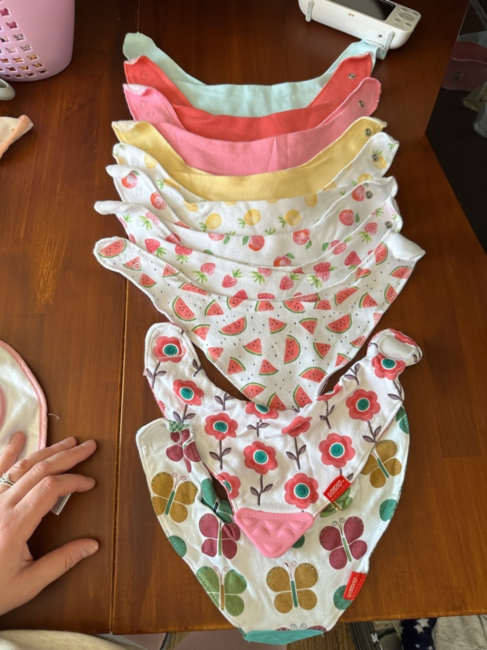 NWOT Soft Floral & Fruit Baby Bandana Bibs - Multicolor
